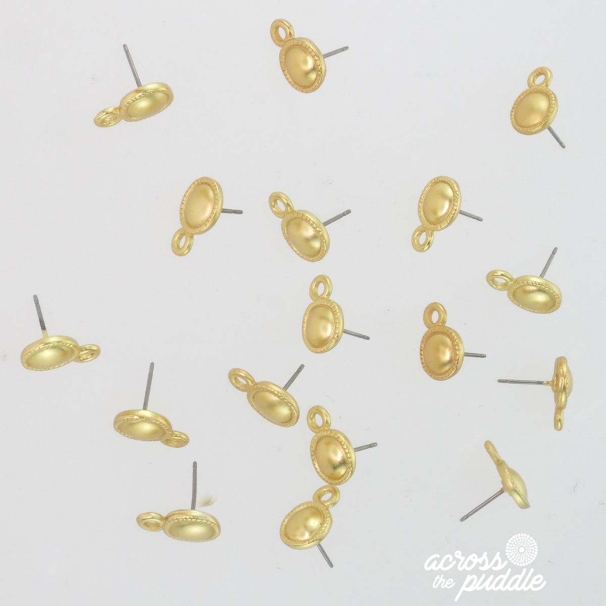 20pcs 24k Gold Plated 9.5 mm Bold Ear Post with Open Ring and Titanium Pin