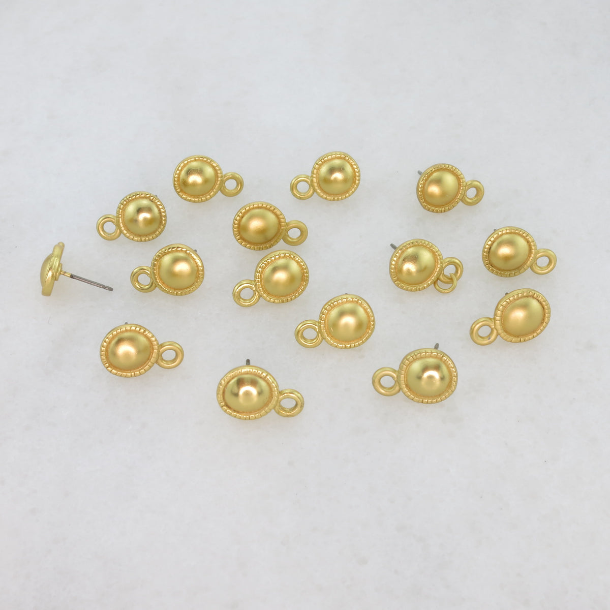 20pcs 24k Gold Plated 9.5 mm Bold Ear Post with Open Ring and Titanium Pin