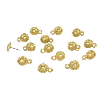 20pcs 24k Gold Plated 9.5 mm Bold Ear Post with Open Ring and Titanium Pin
