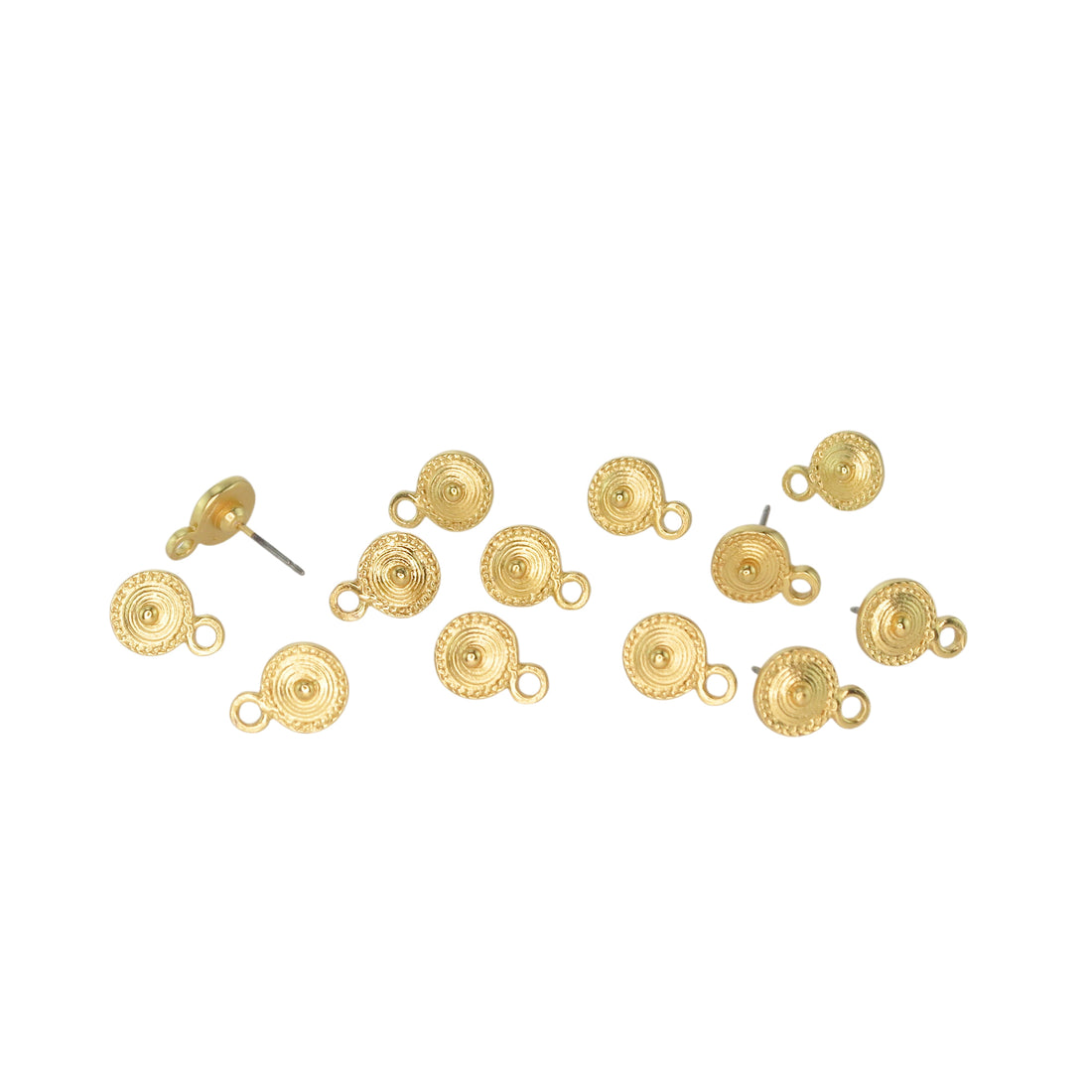 20pcs 24k Gold Plated 9.5 mm Round Ear Post with Open Ring and Titanium Pin