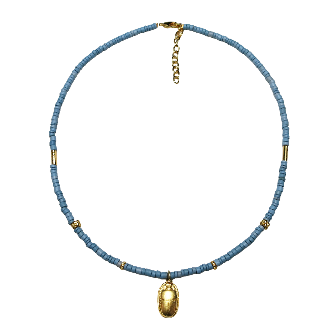 Egyptian Scarab Ceramic Necklace
