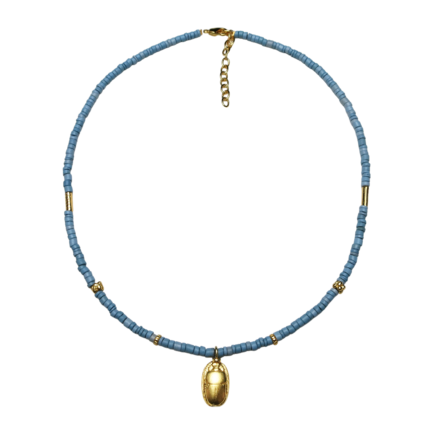 Egyptian Scarab Ceramic Necklace