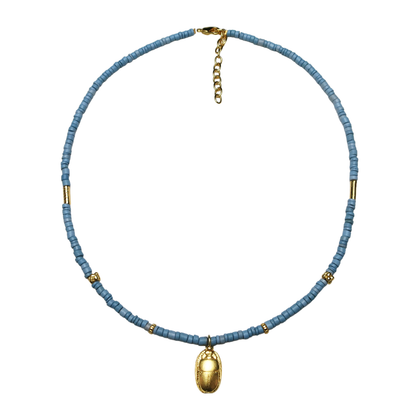 Egyptian Scarab Ceramic Necklace