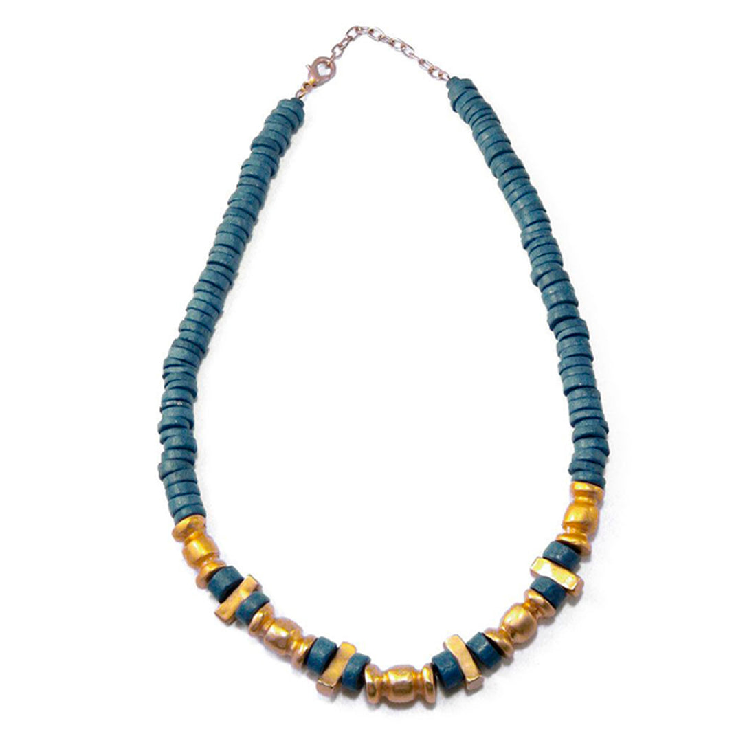 Precolumbian Beads and Blue Ceramics Necklace
