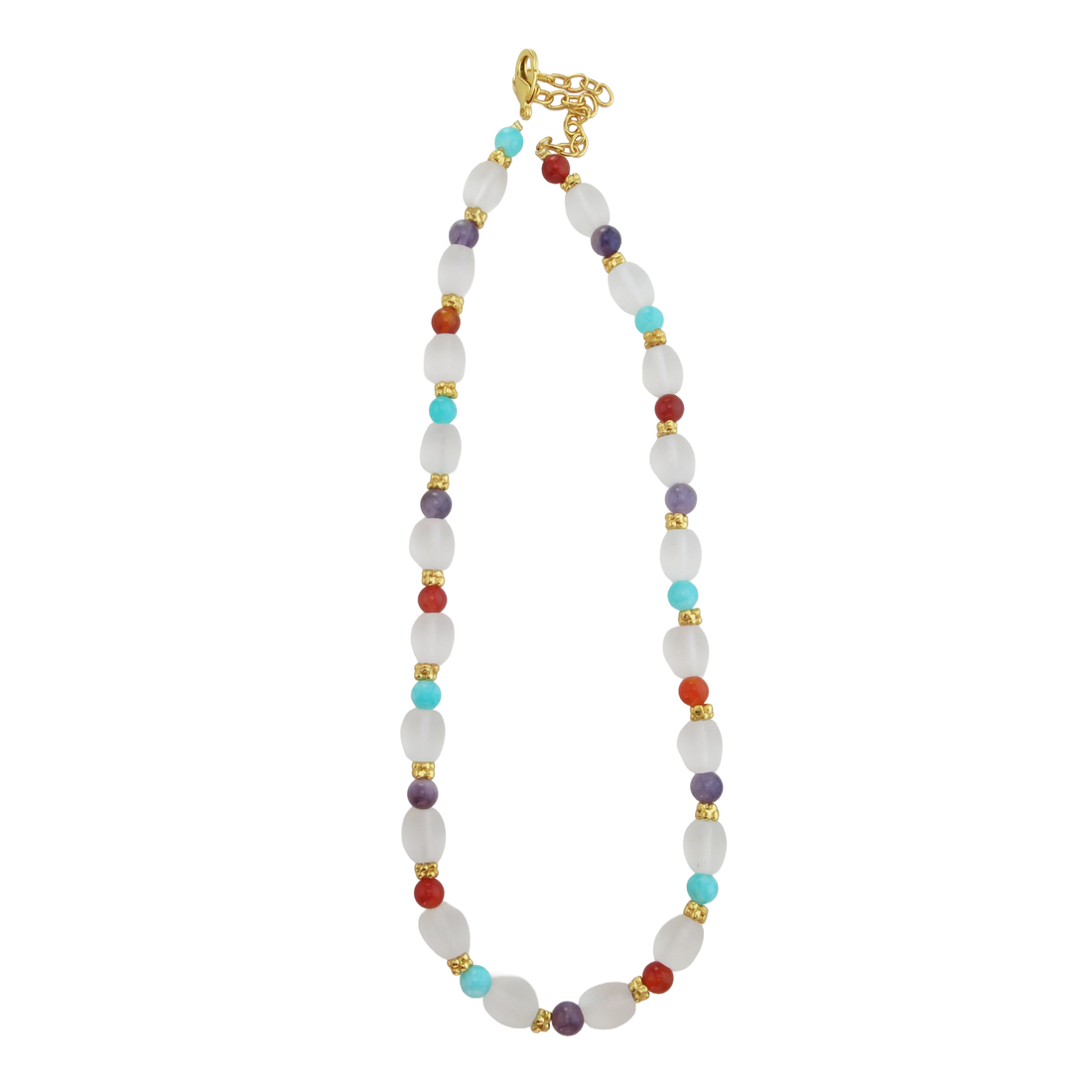 Egyptian-Inspired semi-precious stones Gold Plated Necklace
