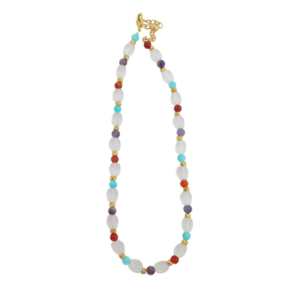Egyptian-Inspired semi-precious stones Gold Plated Necklace