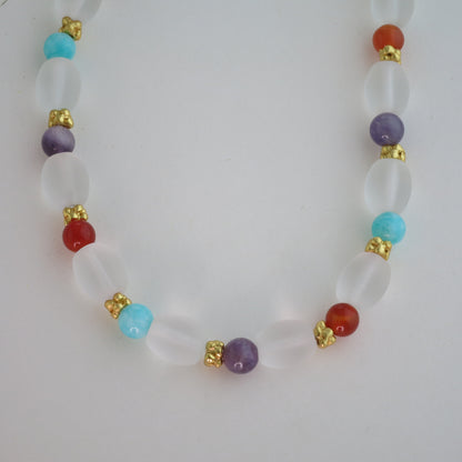 Egyptian-Inspired semi-precious stones Gold Plated Necklace