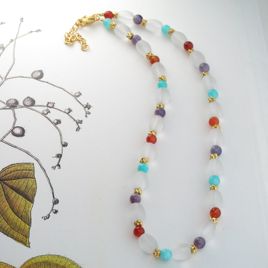 Egyptian-Inspired semi-precious stones Gold Plated Necklace