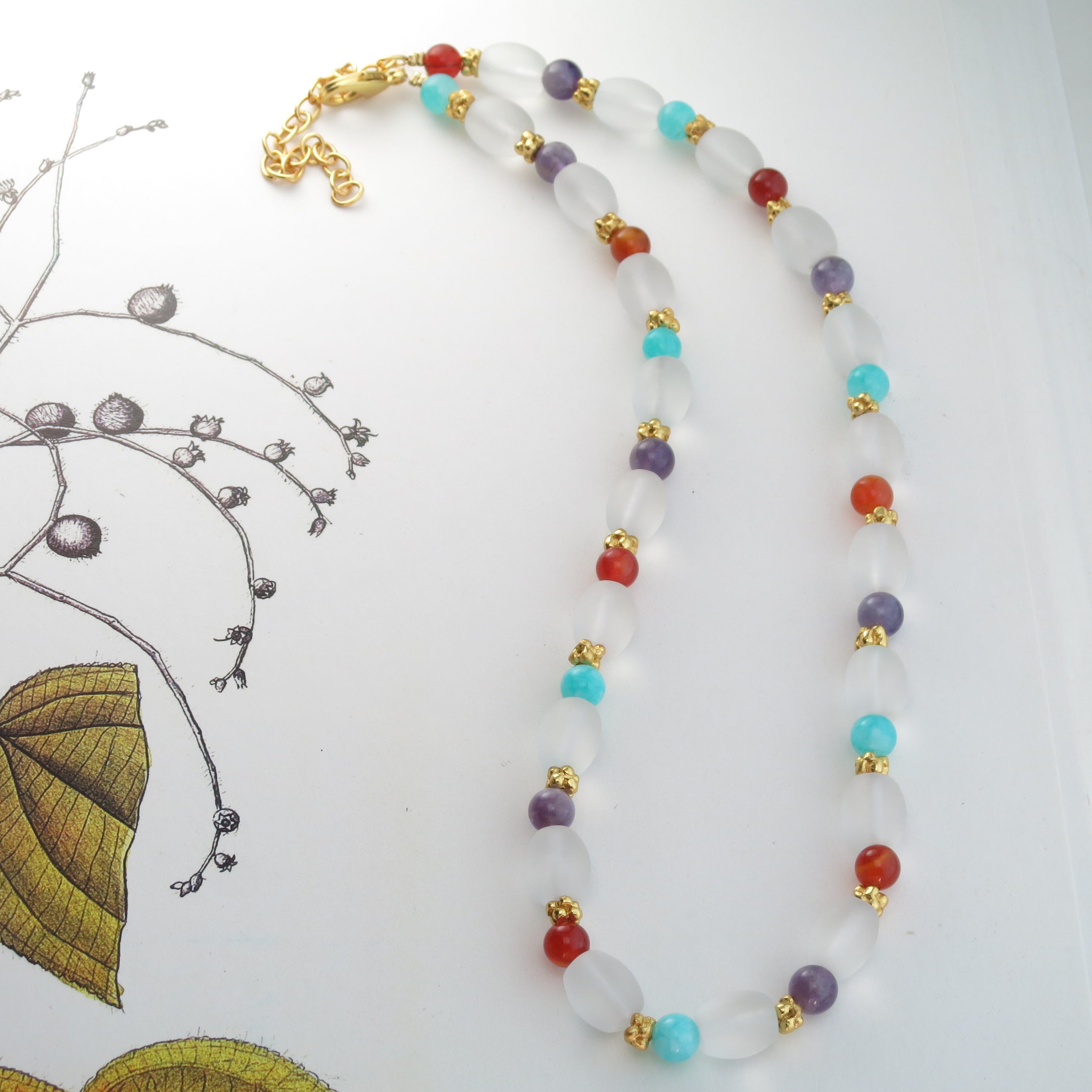 Egyptian-Inspired semi-precious stones Gold Plated Necklace