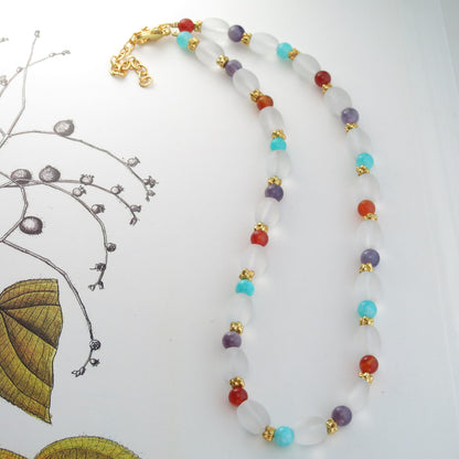 Egyptian-Inspired semi-precious stones Gold Plated Necklace