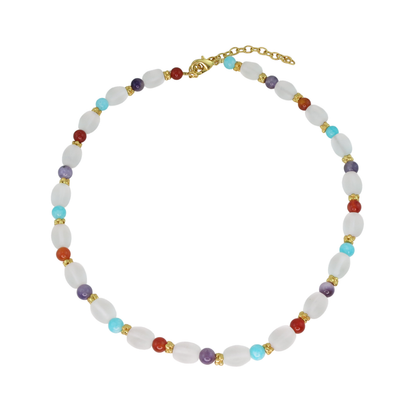 Egyptian-Inspired semi-precious stones Gold Plated Necklace