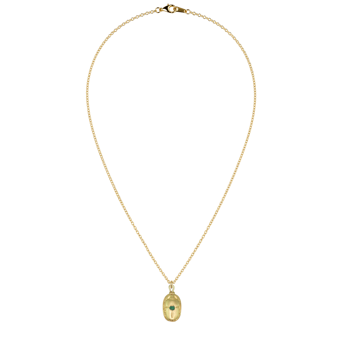 Egyptian Natural Emerald Scarab Necklace