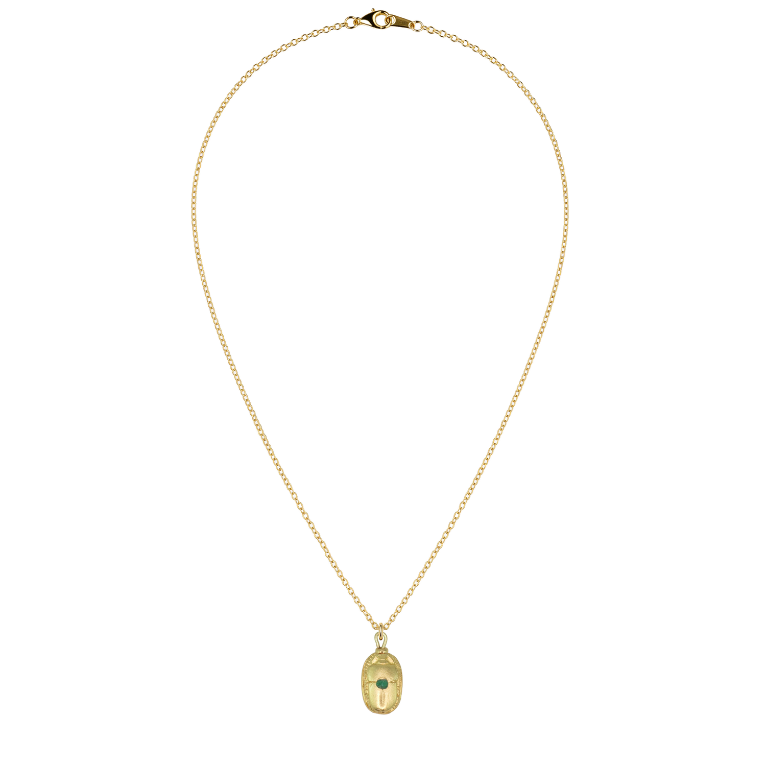 Egyptian Natural Emerald Scarab Necklace