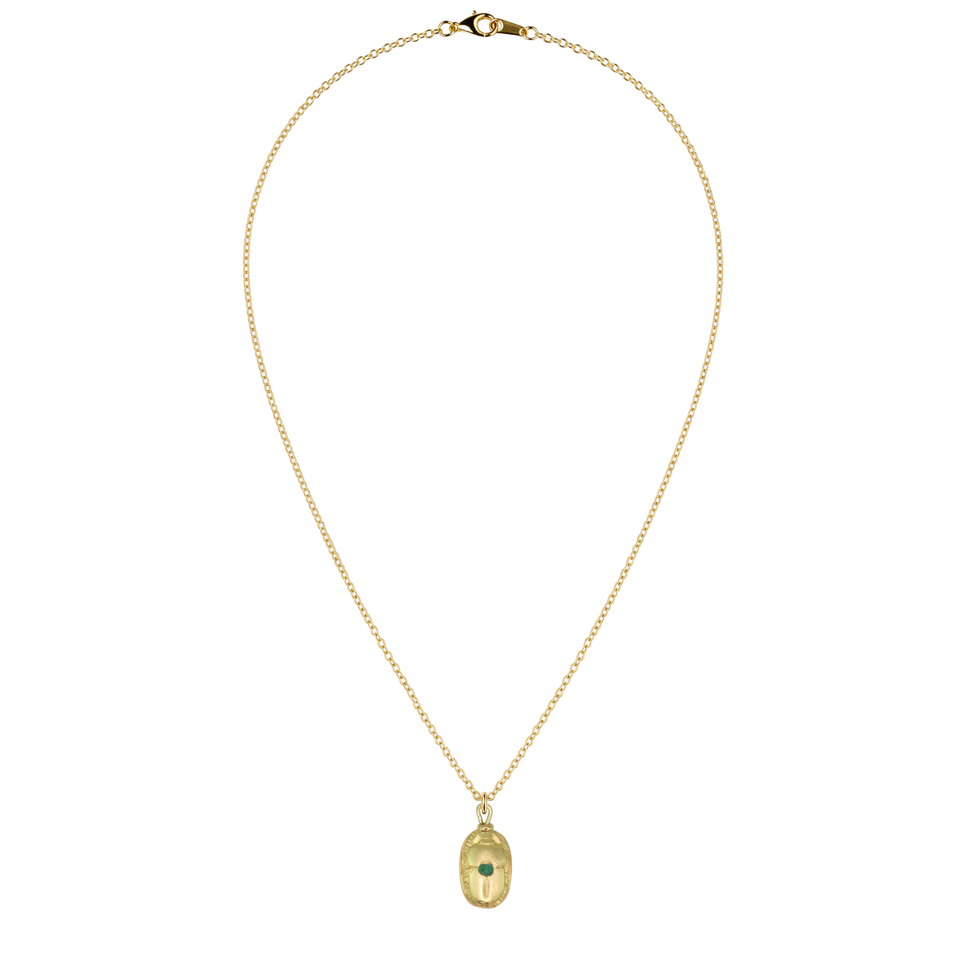 Egyptian Natural Emerald Scarab Necklace