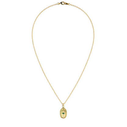 Egyptian Natural Emerald Scarab Necklace