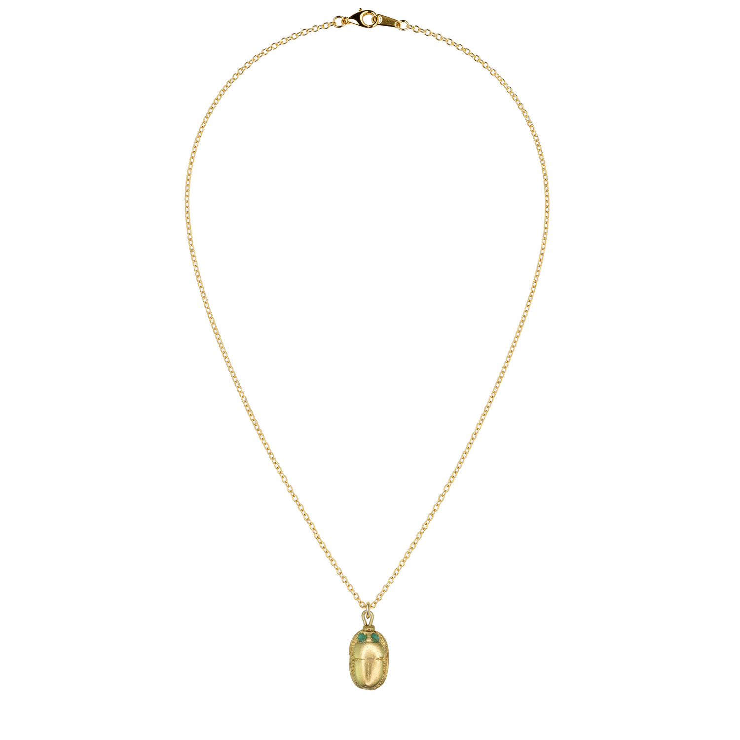 Egyptian Natural Emerald-Eyed Scarab Necklace