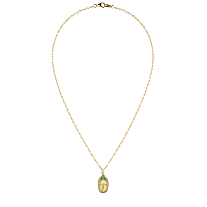 Egyptian Natural Emerald-Eyed Scarab Necklace