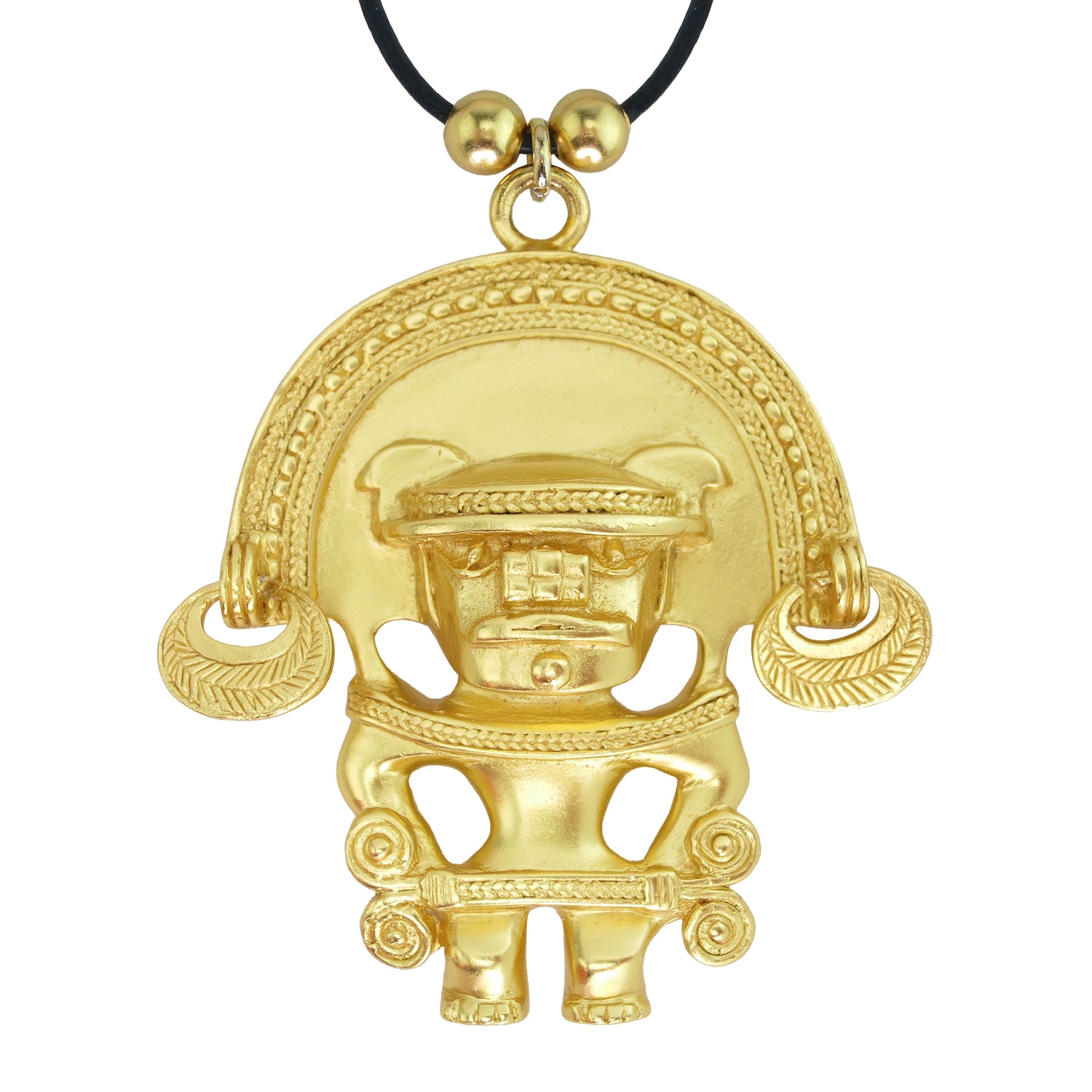 Anthropomorphic Figure with Diadem 24k GP 1.7" Pendant Necklace