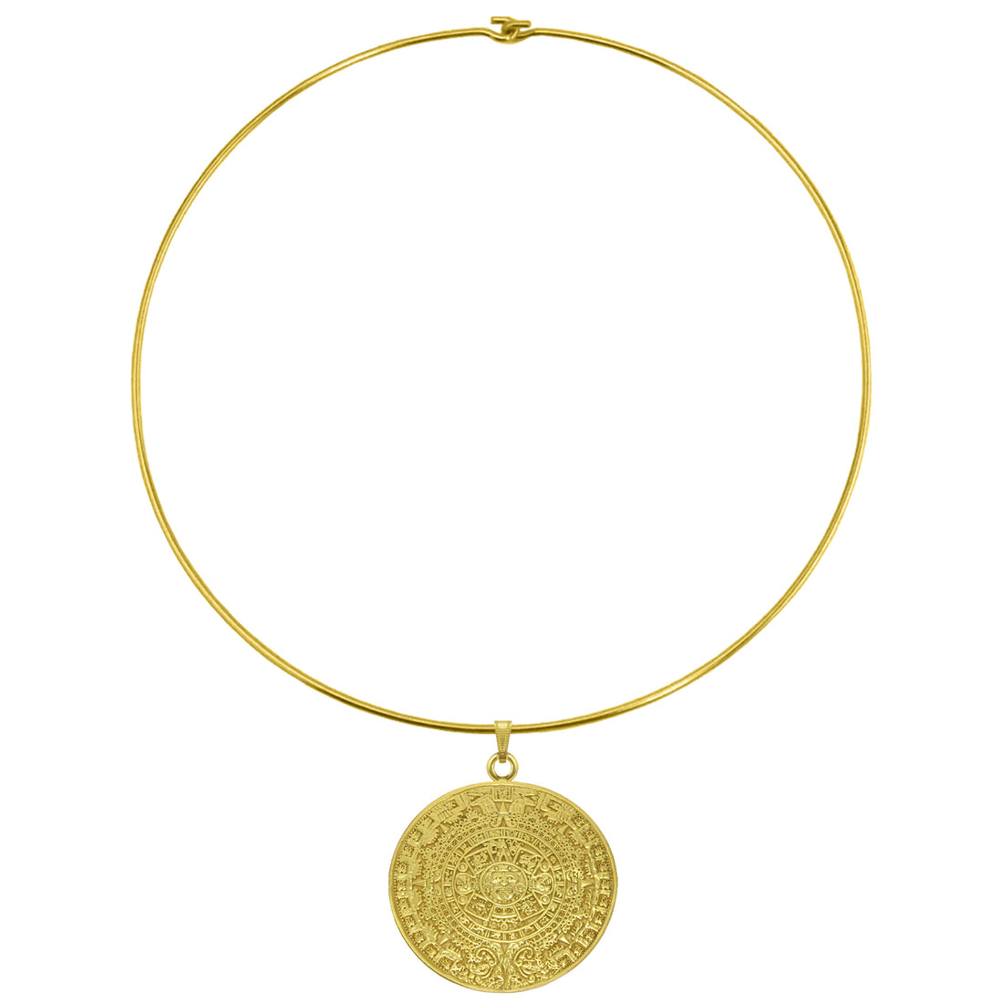 2" Aztec Solar Calendar Omega Choker Necklace