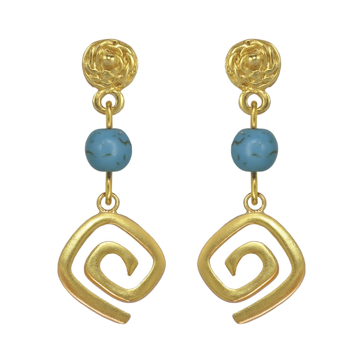 Spirals and Compressed Turquoises 1.4&quot; Dangle Earrings