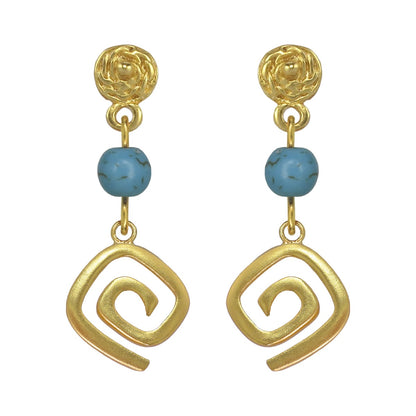 Spirals and Compressed Turquoises 1.4&quot; Dangle Earrings