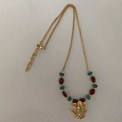 Semiprecious Stones and Frog Necklace