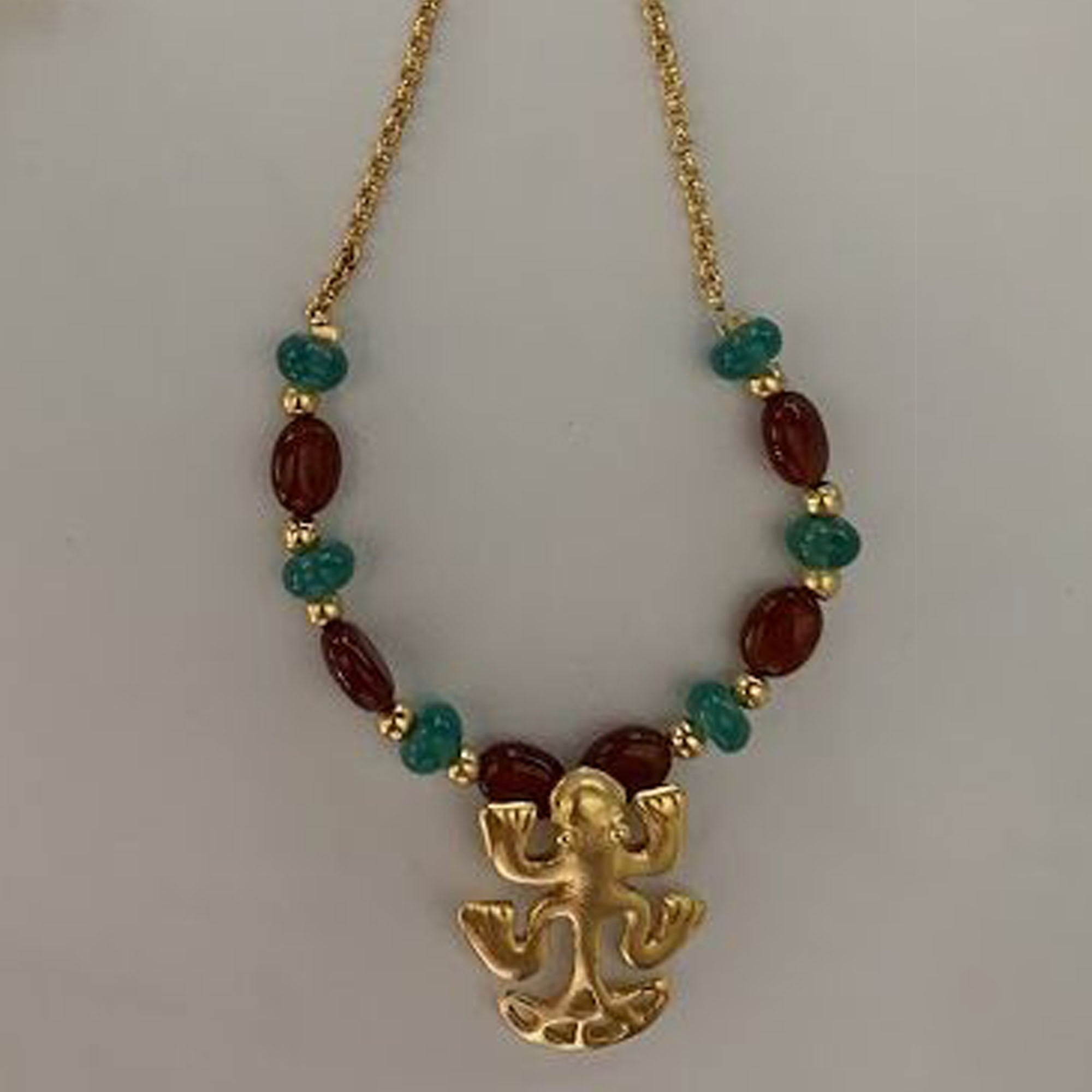 Semiprecious Stones and Frog Necklace