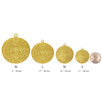 2" Aztec Solar Calendar Omega Choker Necklace