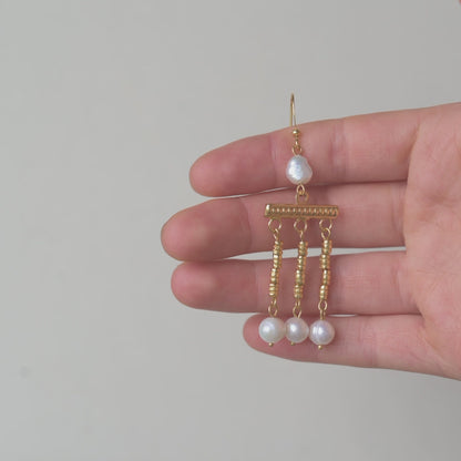 Roman Crotalia Pompeii Cultured Pearls Earrings