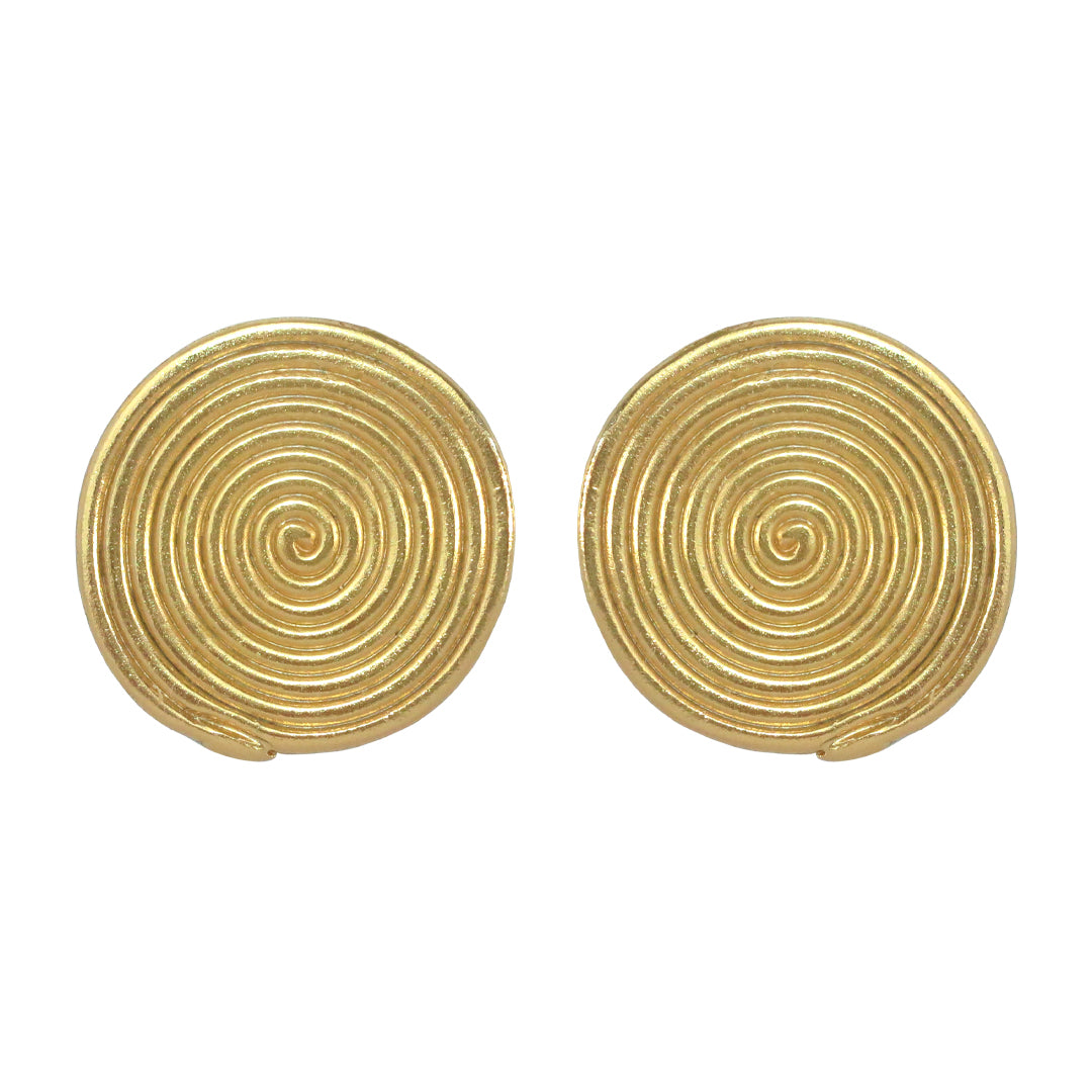 Gold Disks Stud Earrings