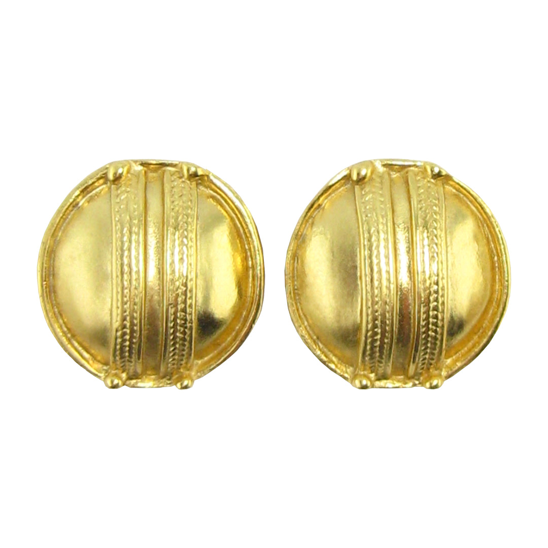 Gold Round Dome Earrings Multiple Sizes