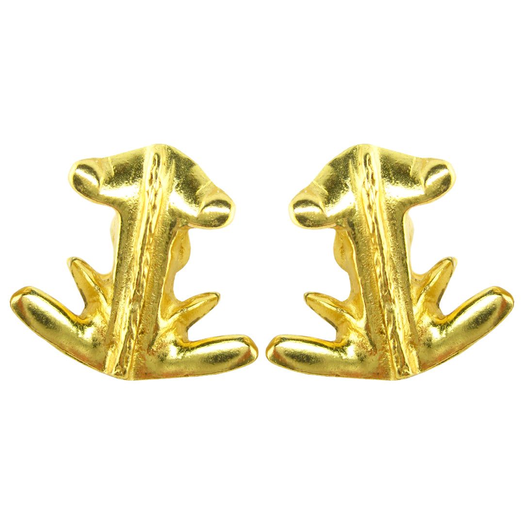 Gold Frog with Braids Earrings
