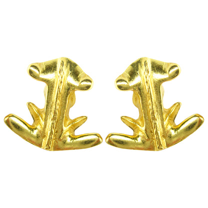 Gold Frog with Braids Earrings