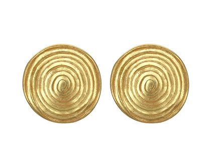 Gold Round Button Stud Earrings