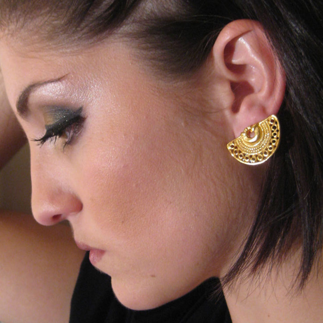 Decorated Fan Drop Earrings