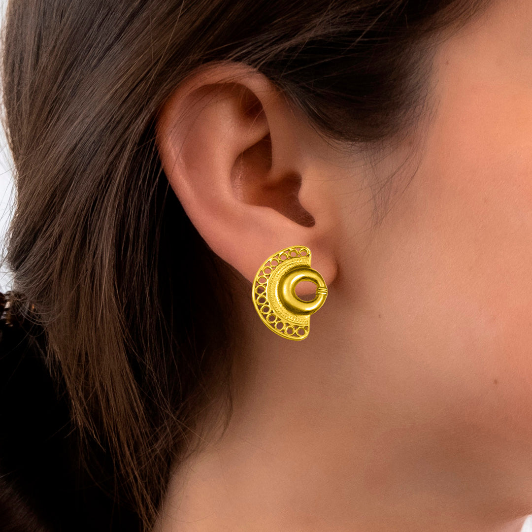 Fan with Braids Clip Earrings