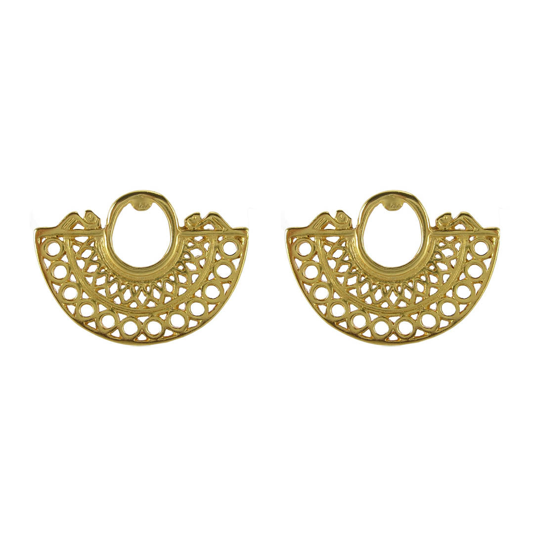 Geometric Crescent Drop Earrings | Gold Plated Jewelry