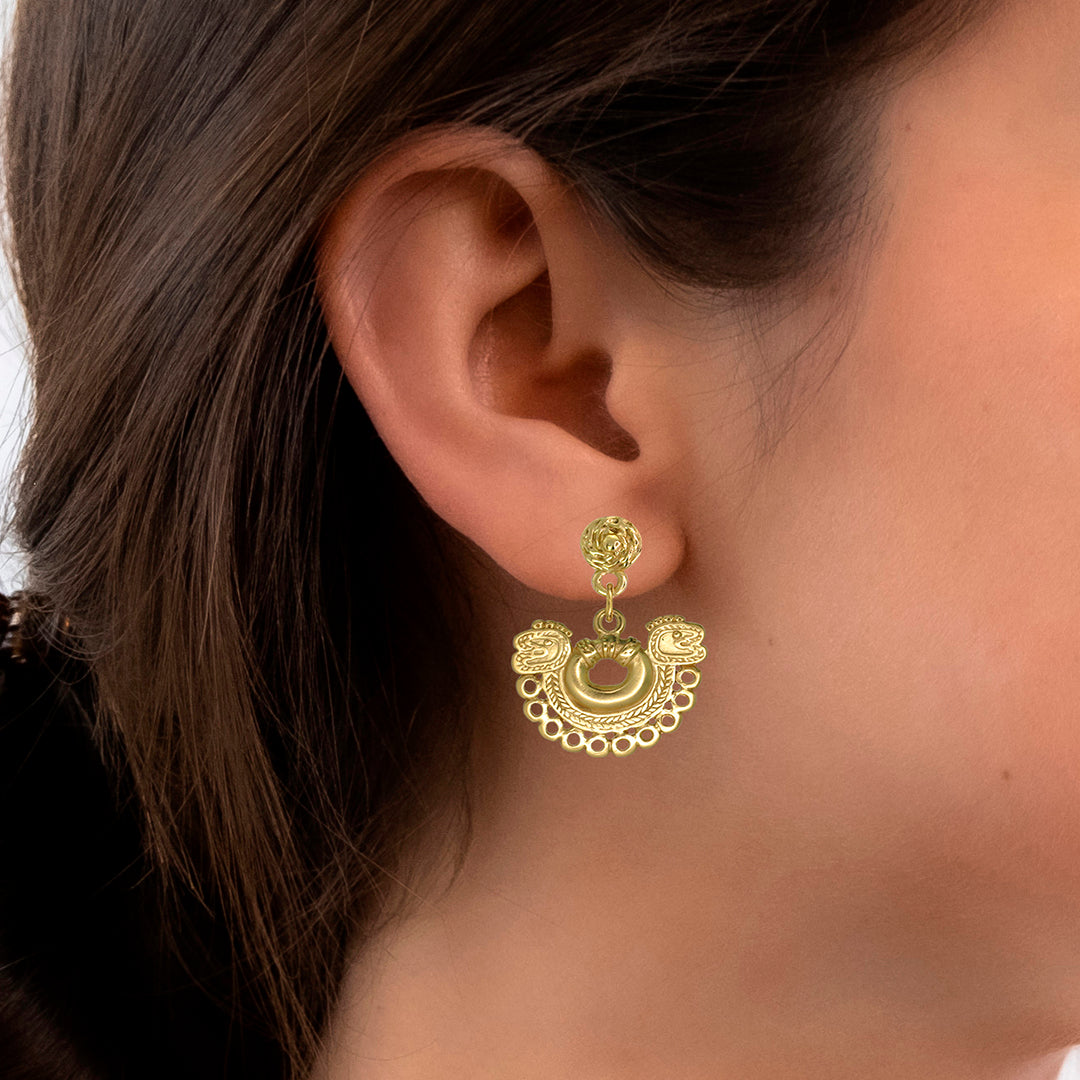 Embossed Crescent Dangle Earrings