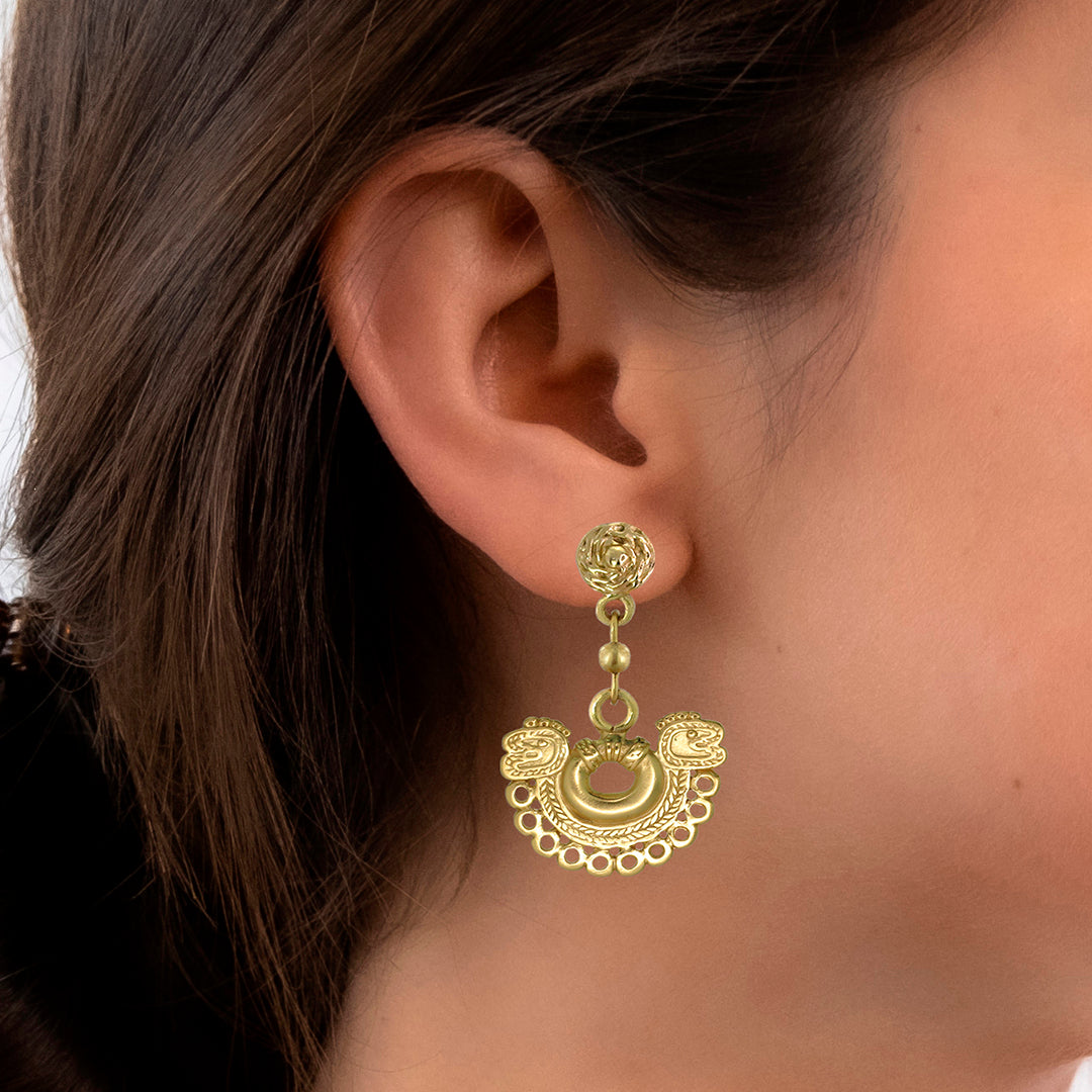 Embossed Crescent Dangle Earrings