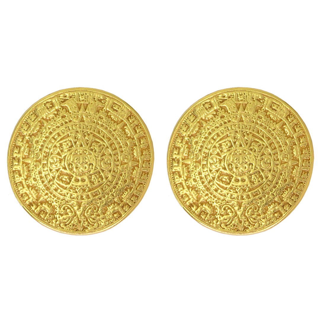 Aztec Calendar 1" Stud Earrings