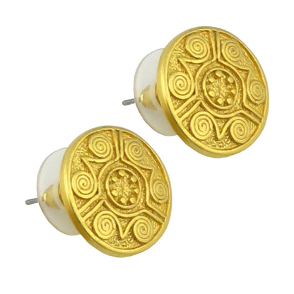 Gold Circle Disk Earrings
