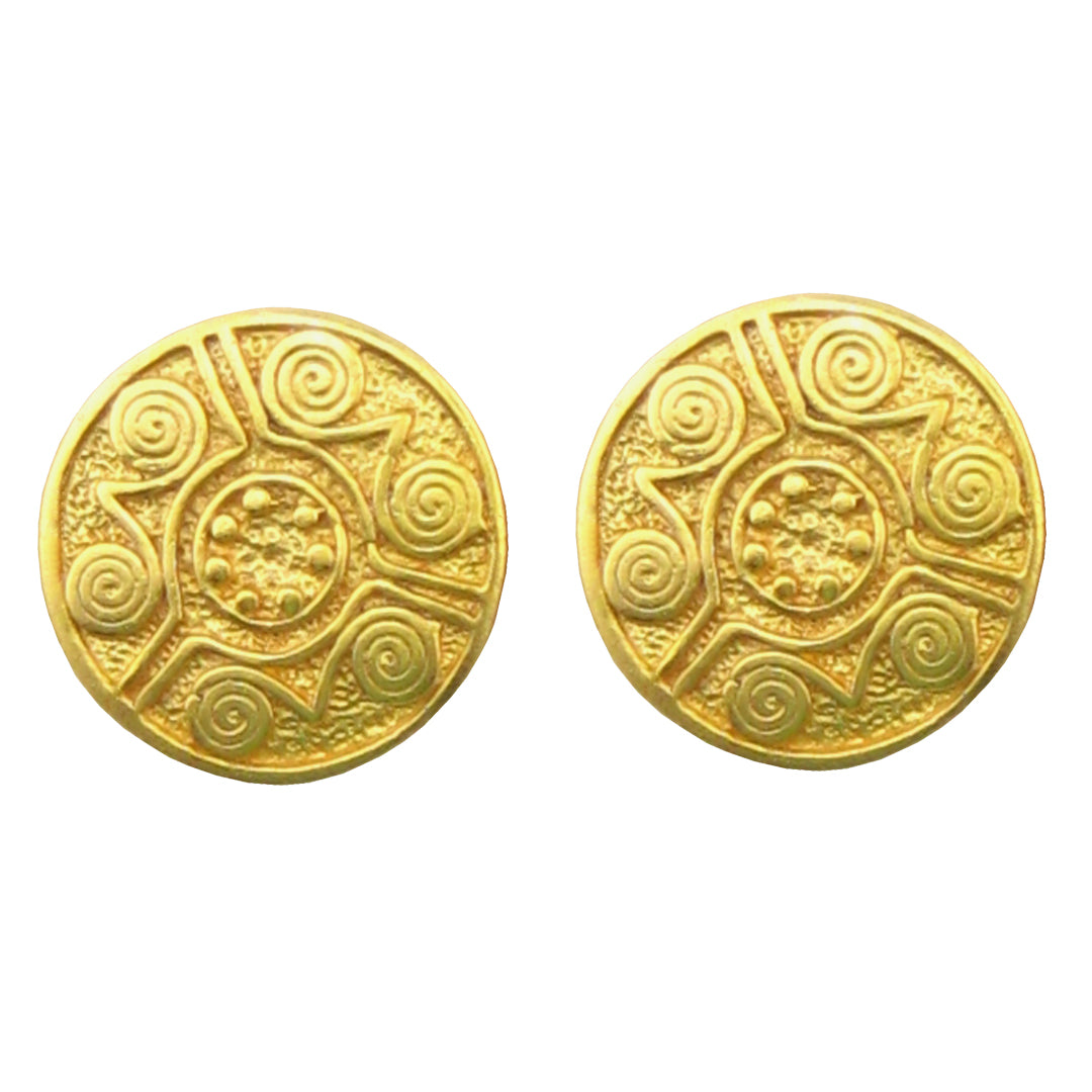 Carved Coin Stud Post Back Earrings