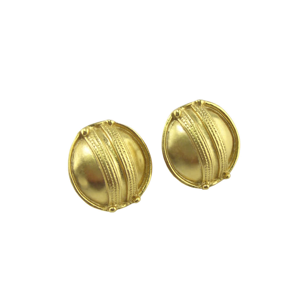 Gold Round Dome Earrings Multiple Sizes