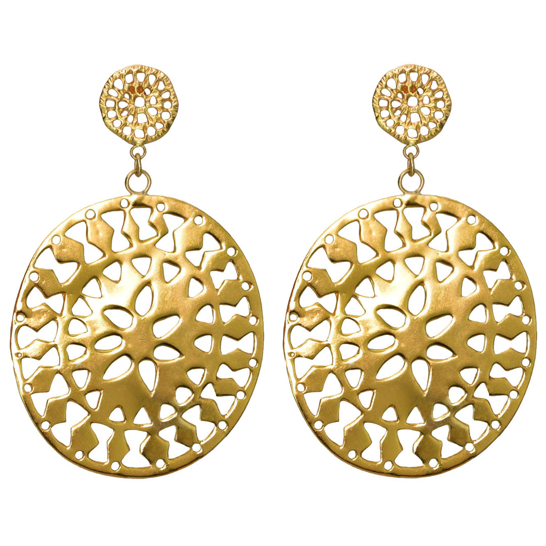 Extralarge Gold Disk Dangle Earrings