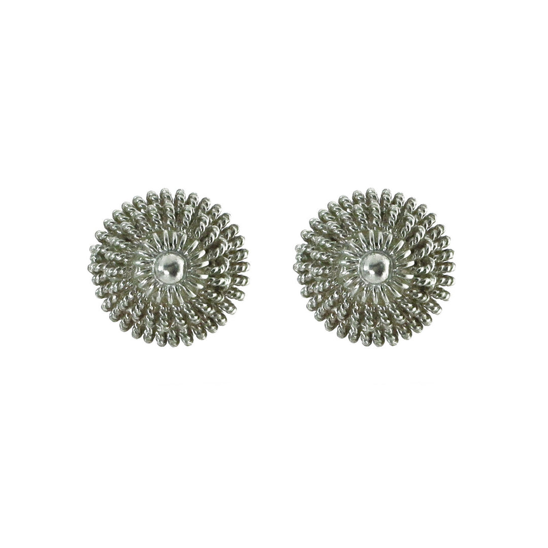 Handmade Filigree Flower .950 Silver Stud Earrings