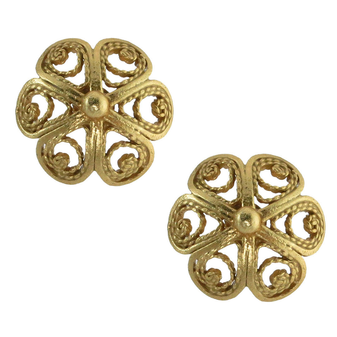 Spanish Filigree Flower .950 Silver Stud Earrings