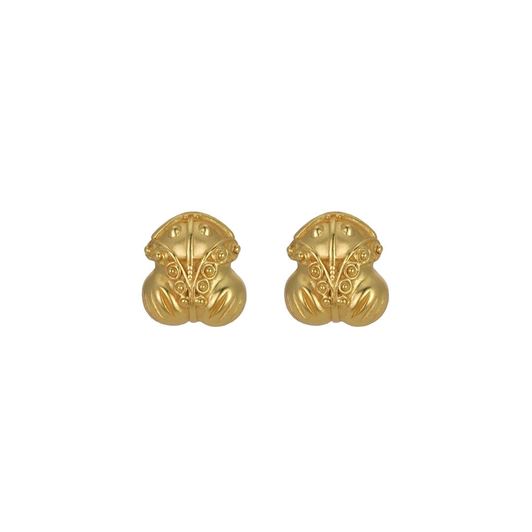 Tairona Embossed Frog Stud (XS) Earrings by ACROSS THE PUDDLE