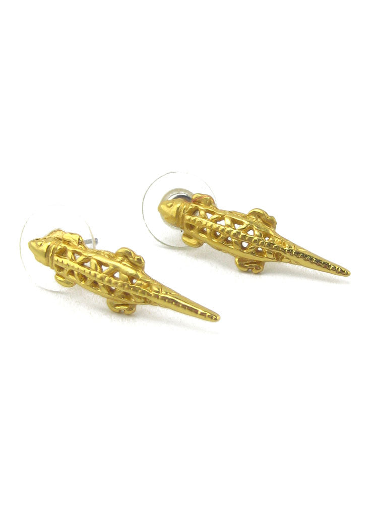 Quimbaya Carved Lizard Earrings