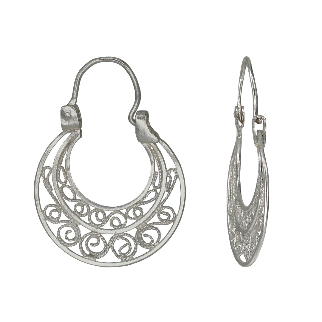 Filigree .950 Silver Spanish Colonial Hoop Earrings