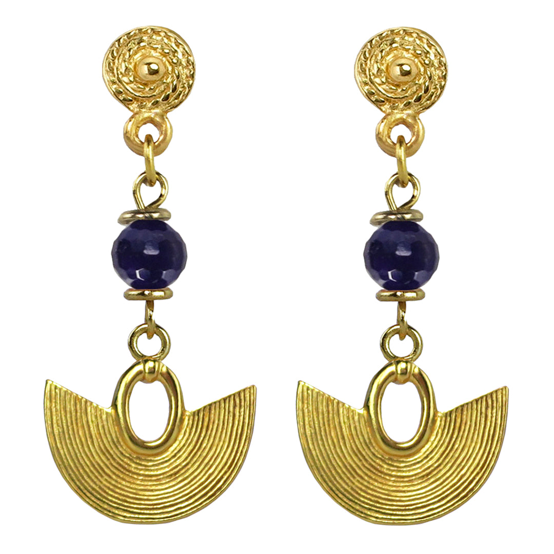 Striped Nose Ring with Amethyst Dangle Earrings